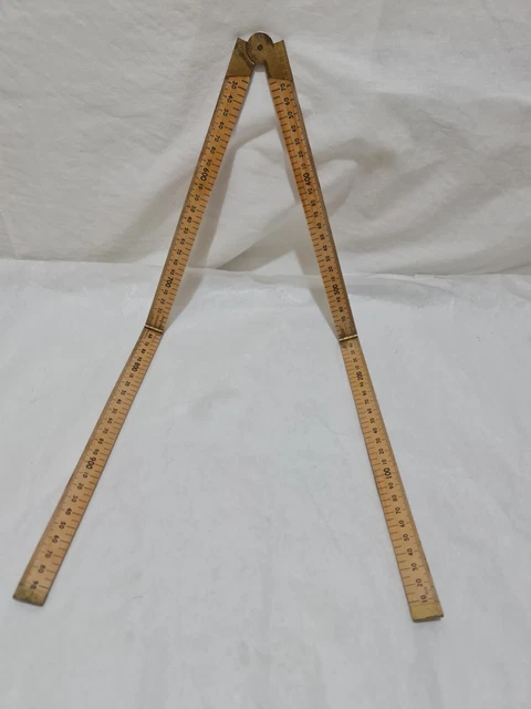 Vintage Rabone Chesterman No 1161 Folding   with brass 100cm Ruler. excellent