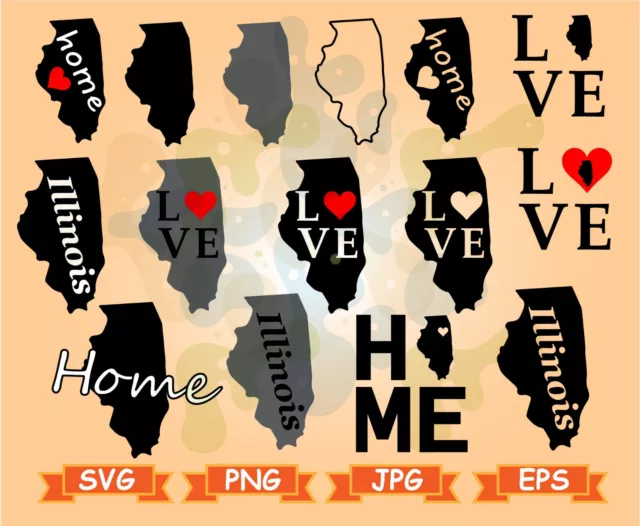 Illinois state svg, Illinois svg, Illinois bundle svg, Illinois silhouette