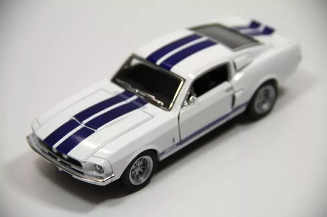 New Kinsmart 5" 1967 Shelby GT-500 Ford Mustang Diecast Model Toy Car 1:38 White