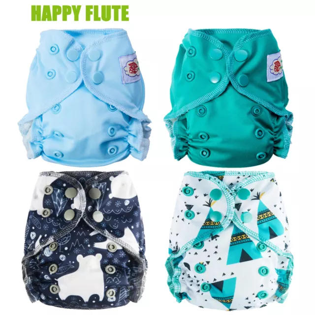 Happy Flute Organic Cotton Newborn Reusable AIO Cloth Diaper Reusable Fit 2-5kg