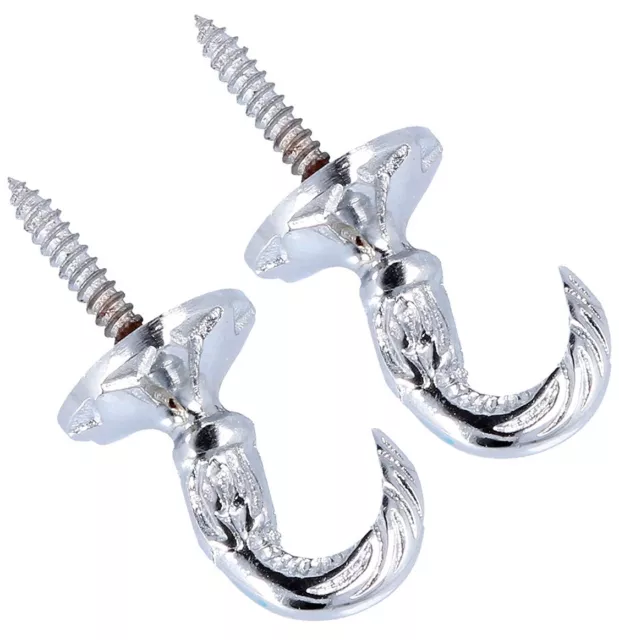 2 X Egyptian Style Chrome Ball End Modern Curtain Tie Back Hooks Screw In Design