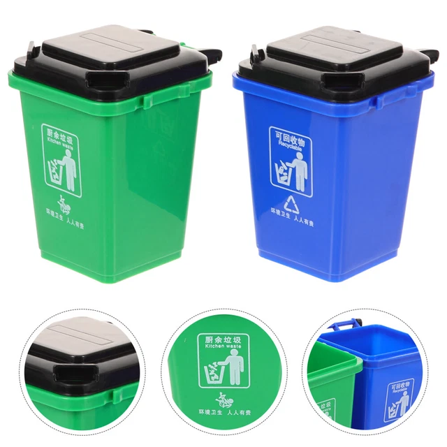 2 PCS Office Mini Curbside Trash Bin Desk Organizer Garbage Small Can