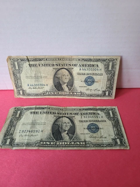 Vintage 1935/1957 Silver Certificate Dollar Bills Washington Blue Seal Lot (29) 10