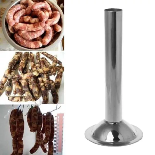 Stainless Steel Thick Long Meat Grinder Sausage Stuffer Tube Horn Funnel Filling