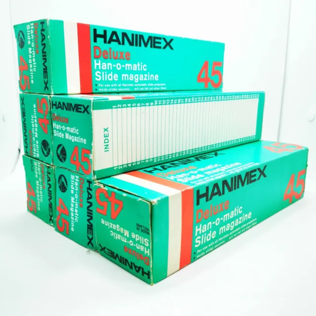 Lot of 6 Hanimex Deluxe Han-o-matic Magazine - 45 Slide Magazine Vintage