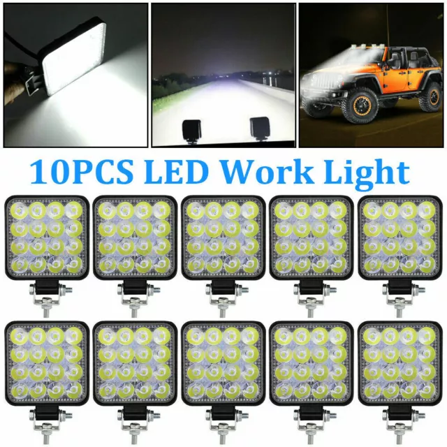 10PCs / Set LED Travail Léger Barre Spot Tout-Terrain Conduite Fog Lampe Bateau