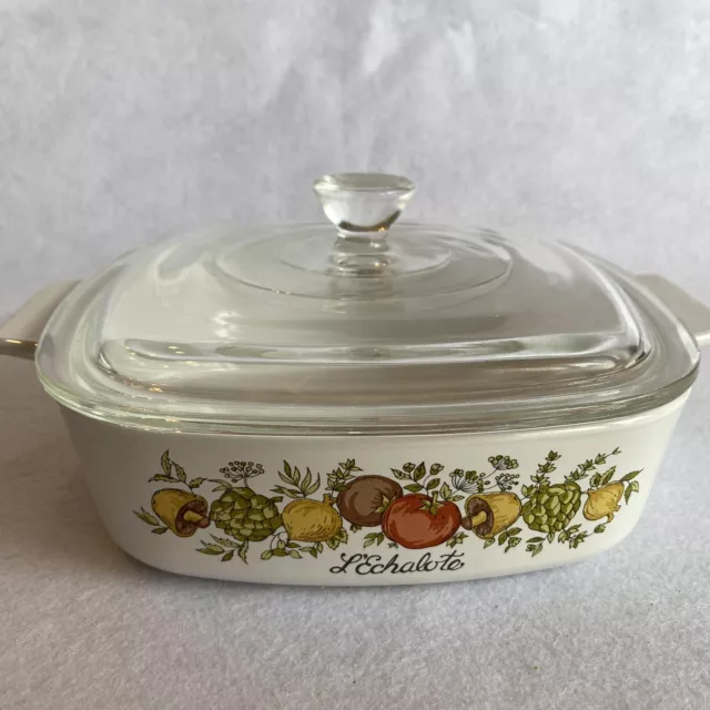 Corning Ware Casserole L'Echalote Spice Of Life A-1-B 1 Quart Unbranded Lid EUC