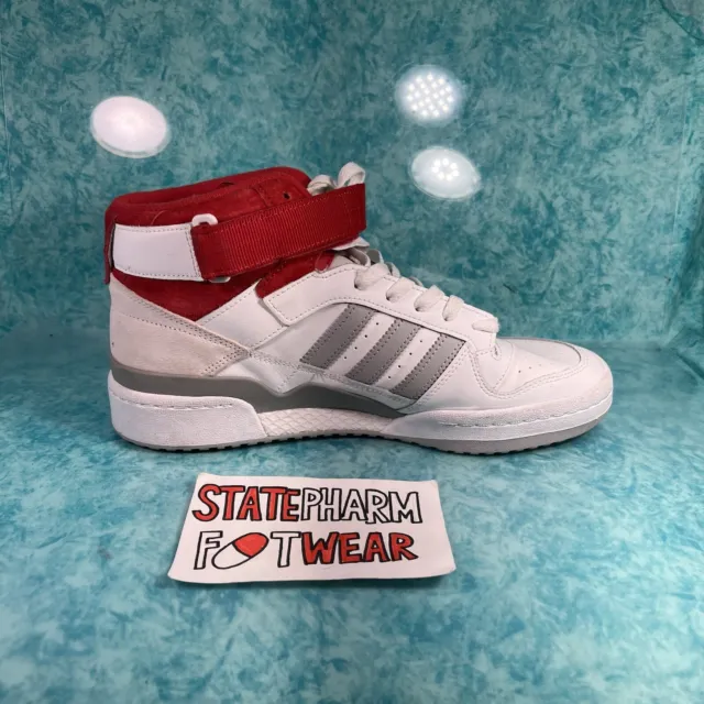 ADIDAS FORUM HIGH Top Red White Men's Leather Retro Shoes Sneakers Size ...