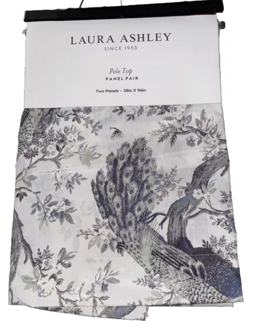 Laura Ashley Belvedere Peacock Green Bird 2x Window Curtains Panel Drapes 38x96