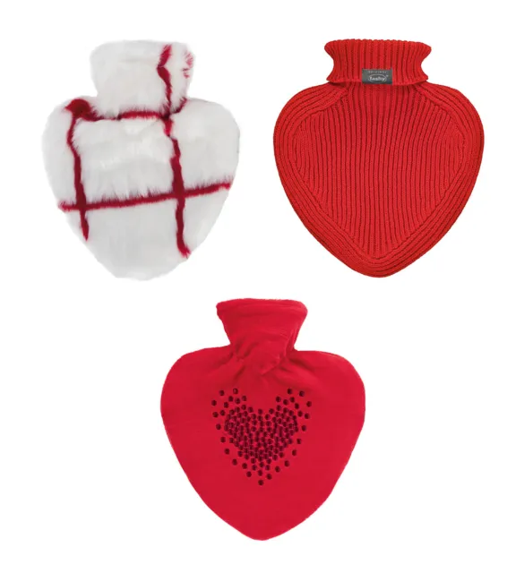 Fashy Heart 0.7L Hot Water Bottle With Cover