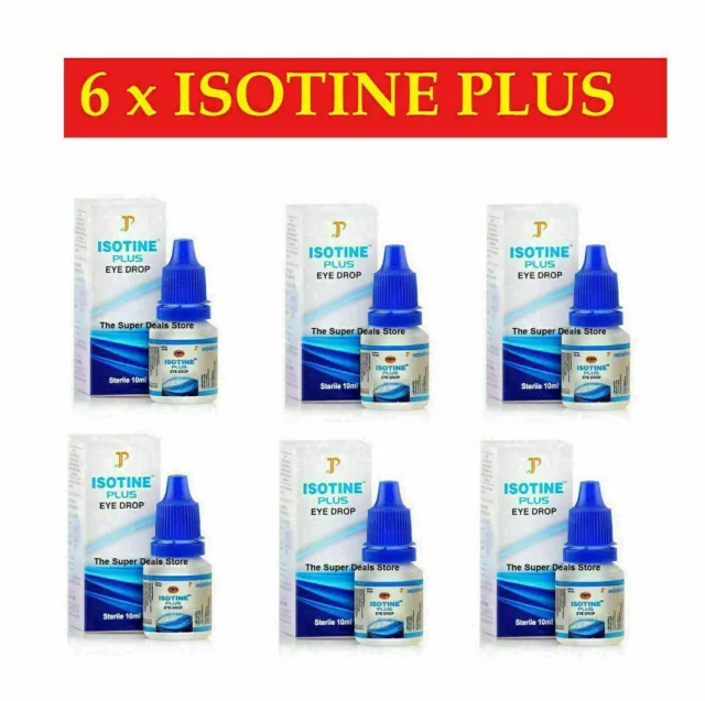 6 x Isotine Plus gouttes pour les yeux pures à base de plantes authentiques...