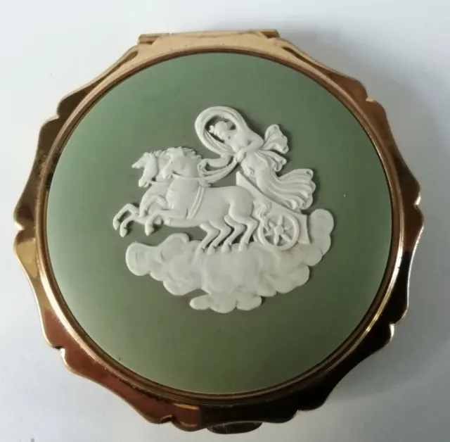 Wedgwood Green Jasperware  Compact Stratton Aurora and Chariot