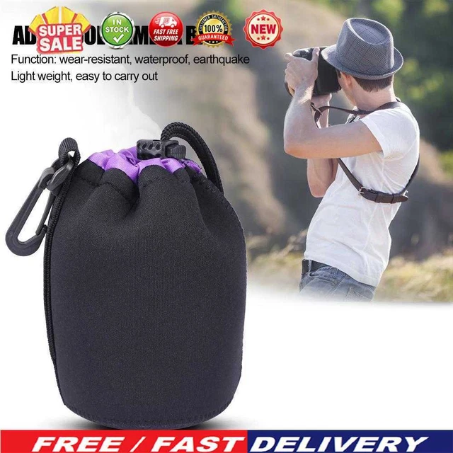 Neoprene Camera Lens Pouch Drawstring Waterproof Shockproof Soft Bag (M)