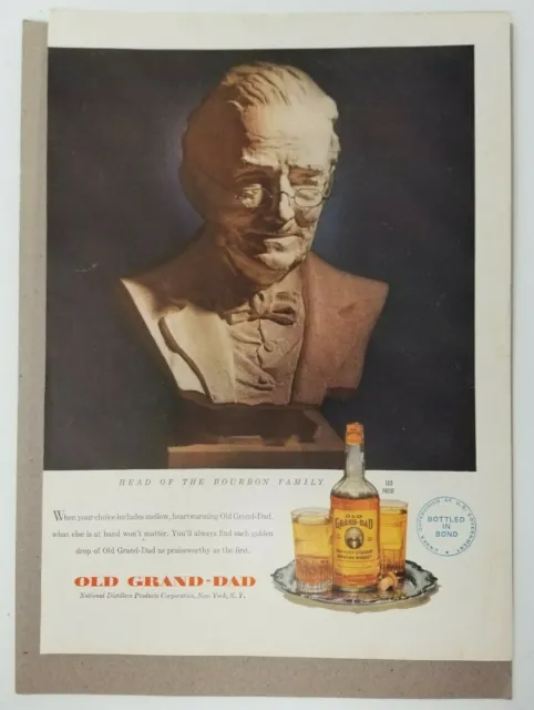 Old Grand-Dad Kentucky Straight Bourbon Whiskey Vintage Large Advertisement