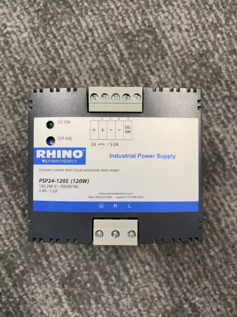 RHINO SELECT PSP series switching power supply, 24 VDC @ 5A/120W (adjustable)