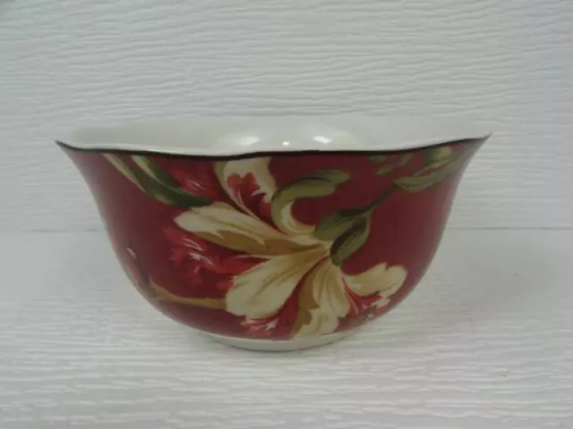 Summer Botanical Lutece Fleur Rouge by 222 Fifth Cereal Bowl Butterfly & Flowers