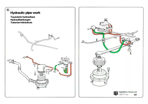 (A3) David Brown Case Tractor Brochure Poster Hydraulic pipework