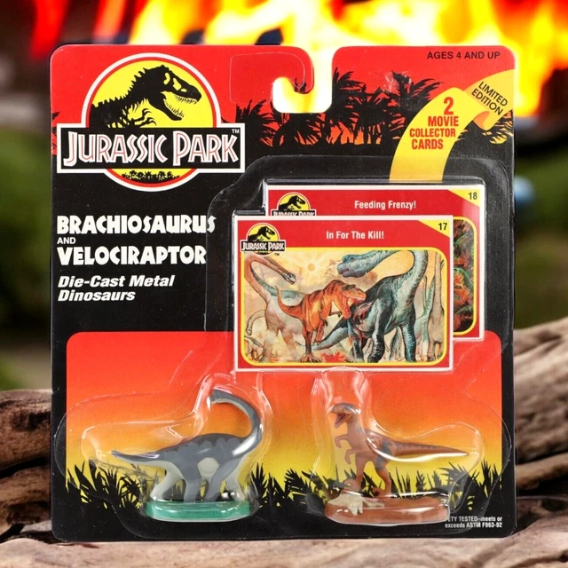 Jurassic Park Brachiosaurus Velociraptor Die-Cast Dinosaurs Kenner 1993 Sealed