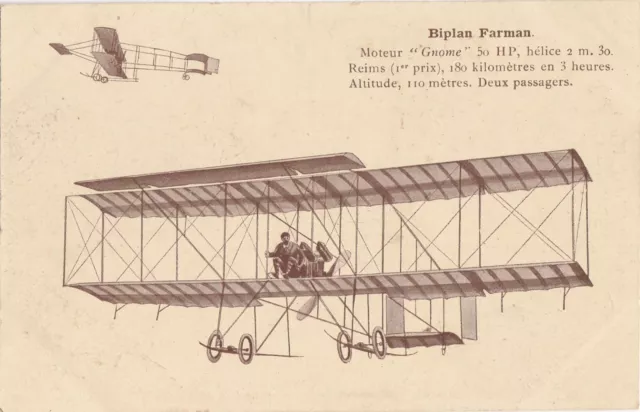 CPA 51 AVIATION MARNE CHAMPAGNE Biplan FARMAN Moteur GNOME. - REIMS 1er Prix