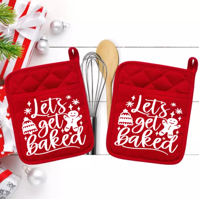 Let's Get Baked Christmas - Pocket Pot Holder - Oven Mitt - Hot Pad - 013