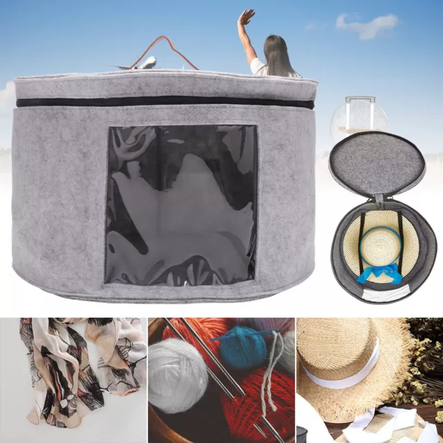 Round Hat Storage Box Large Hat Box Organizer Foldable Hat Travel Case with Lid 3