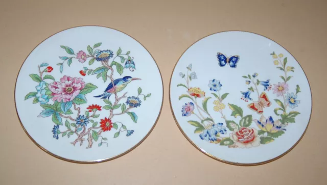 Paar Teller Aynsley cottage garden Schmetterling Fine Bone China England