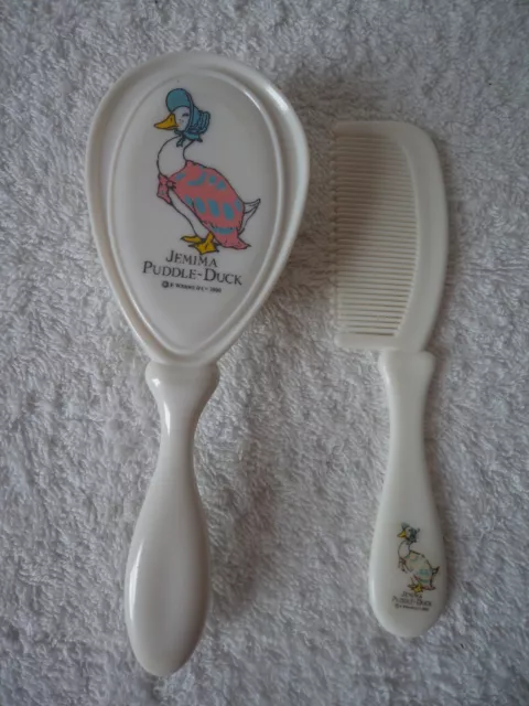 Vintage 1990 Jemima Puddle Duck Beatrix Potter Baby Hairbrush & Comb 6" (15cm)