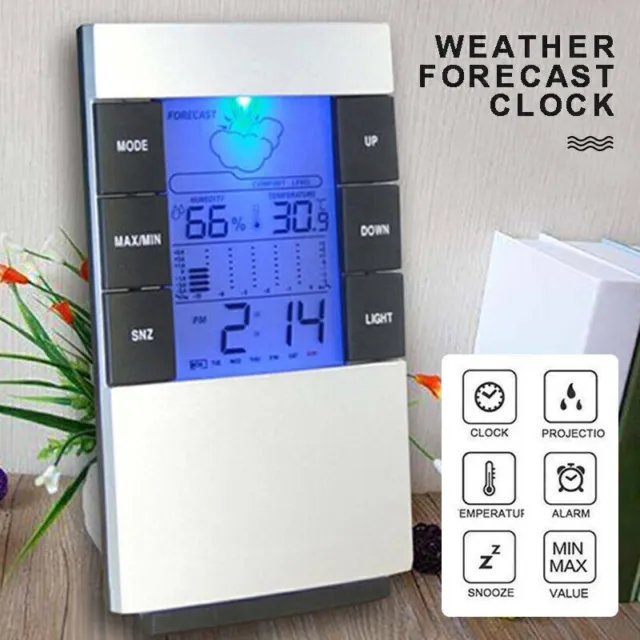 Digital LCD Wetterstation Uhr Thermometer Hygrometer Wecker Wetteranzeige Wetter