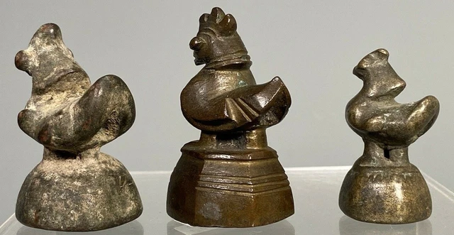 Lot of 3 Burma Burmese Bronze Bird Avian Form Opium Weights ca. 19th century 3