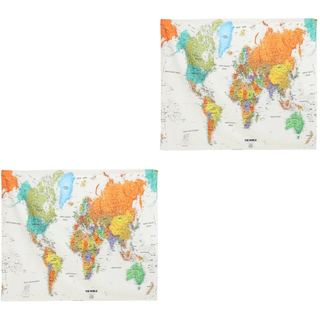decorative map tapestry 2x Ornamental Widely- World Map Mural for Gift Option Ho