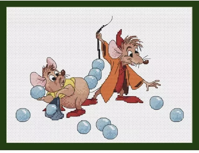 Disney Aschenputtel Mäuse Jaq und Gus gezähltes Kreuzstich-Set