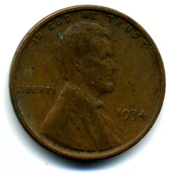 1934 P Wheat Penny 1 Cent Key Date Us Circulated One Lincoln Rare Coin#1470