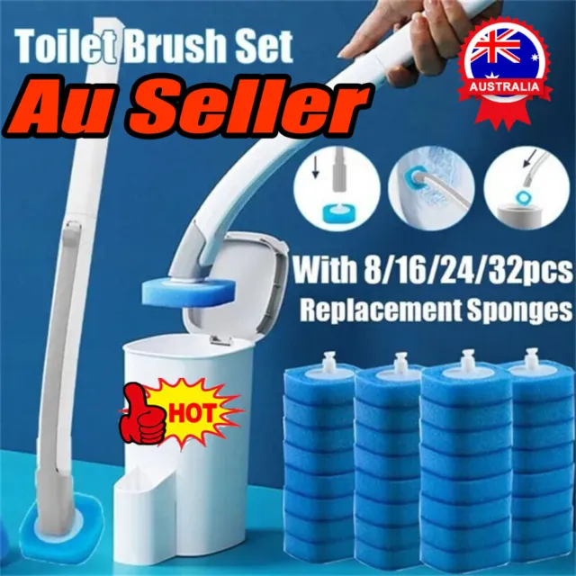 Disposable Toilet Cleaning Brush With 8/16/24/32 Refill Heads Toilet Wand