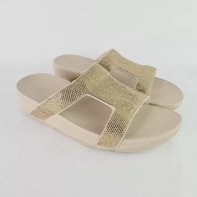 FitFlop Marli Womens Sz 11 Gold Crystal Rhinestone Slide Comfort Sandals