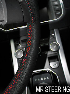 For Hyundai Getz 01+ True Leather Steering Wheel Cover Dark Red Double Stitching