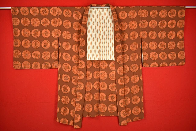 Vintage Japanese Kimono Silk Antique BORO HAORI Kusakizome Dyed/B619/580
