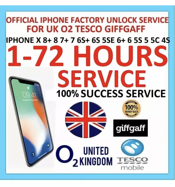 iphone Unlocking Service O2 & Tesco 5C 5S 6 SE 6s 7 8+ X XS XR MAX 11 12 13 Pro 3