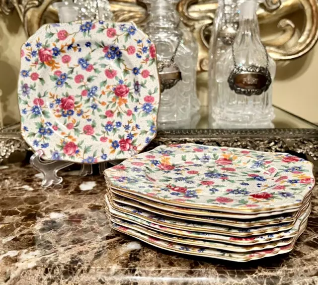 Set 4 Royal Winton Grimwade Old Cottage Chintz 6" Square Plates 2 Sets Available