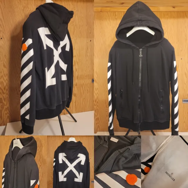 Moncler x Off-white Zip up Hoody Rare !! Good condition !! Mens size Large