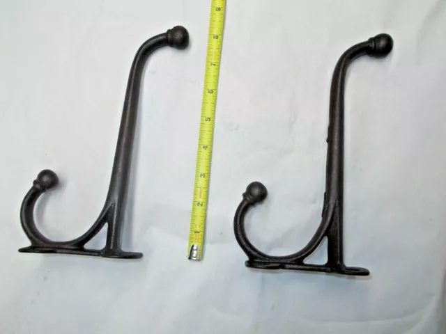 Vintage Lot of 2 Cast Iron Heavy Duty Hat or Coat Hooks, or Barn / Tack Room