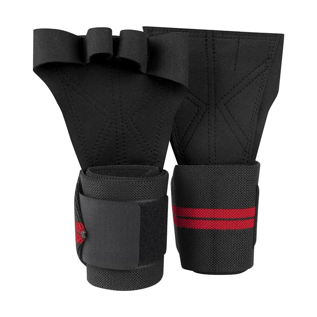 Weight Lifting Gloves Dumbbell Grip Hand Protector Wrist Guards (Black L)