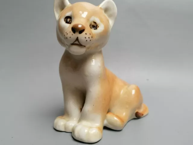 vintage ceramic lion cub kitsch cat retro interior marked A cute