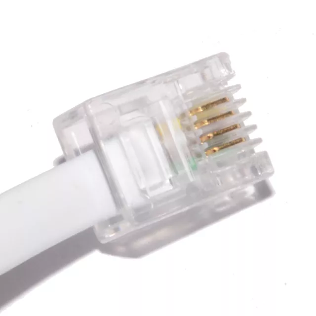 2M ADSL Internet Broadband RJ11 to RJ-11 Cable Lead - 2 Metre Long White DSL