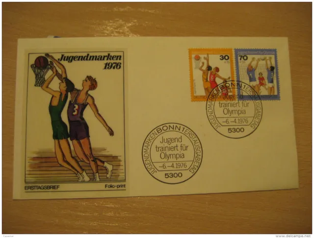 BONN 1976 Basketball Olympics Basket Baloncesto FDC Cancel Cover GERMANY