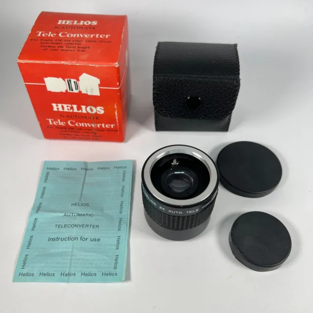 Lente de cámara Helios 3x teleconvertidor automático en estuche para hilo de 42 m SIN USAR BNiB