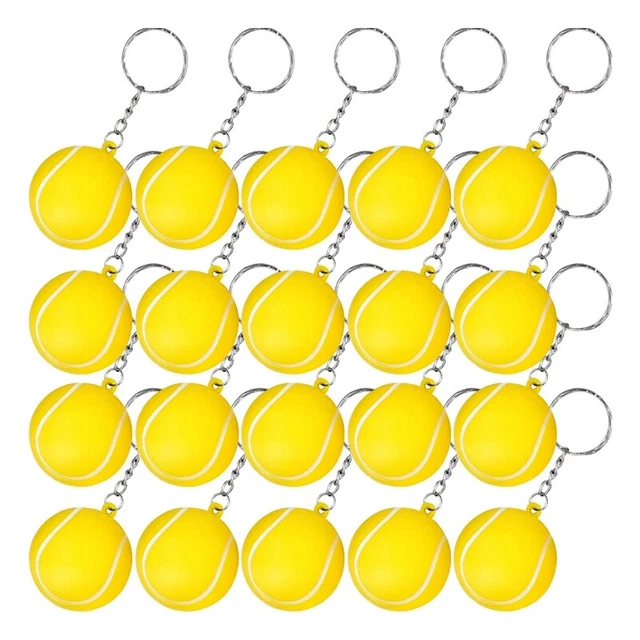 20 Pack Tennis Ball Yellow Keychains for Party Favors School Carnival Rewar I7U6