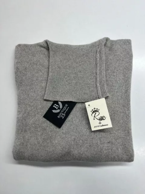 Maglione 100% Puro Cashmere Uomo Men Re Di Cashmere Taglia M Grigia Nuova