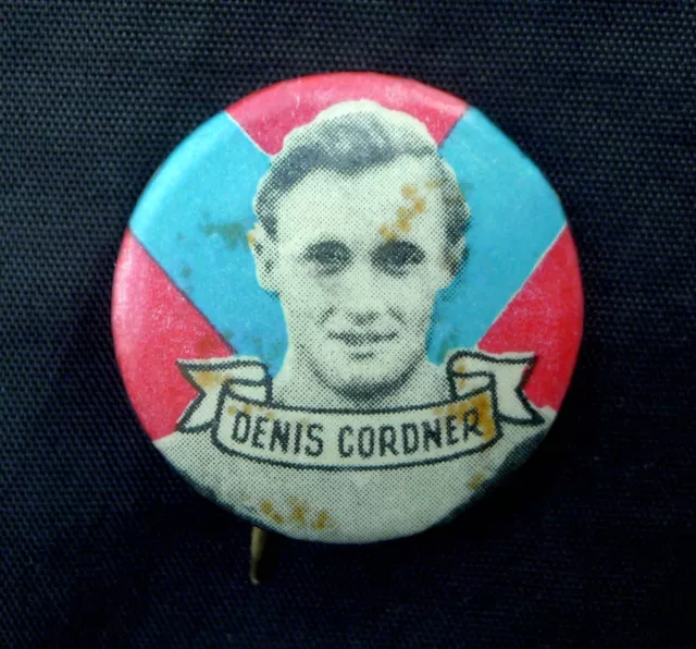 Melbourne Football Club Badge 'Denis Cordner'. A Tin Badge From The Argus 1951.