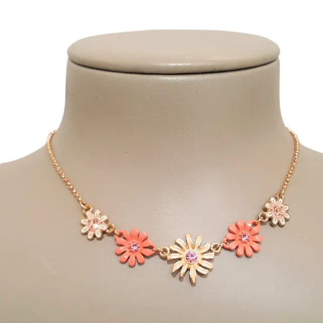 Lc Lauren Conrad Gold Tone Multi Color Flower Short Necklace Nwt