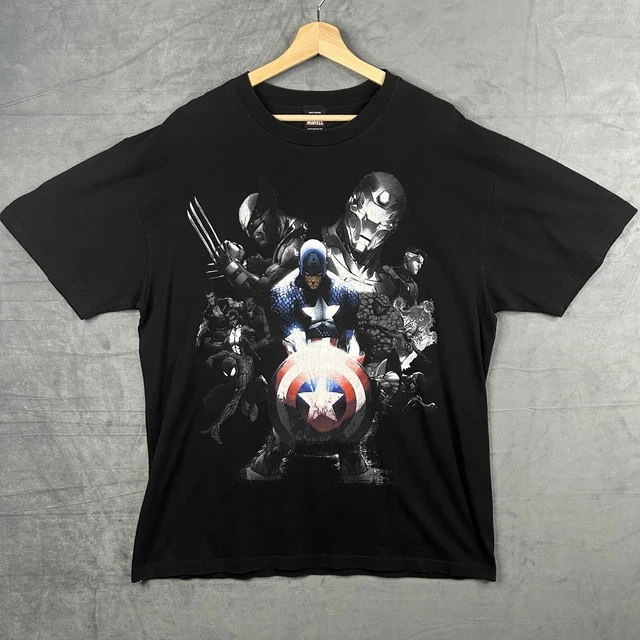 Vintage Y2K Marvel Mad Engine Comics T-Shirt Black Graphic Tee Size XL Wolverine